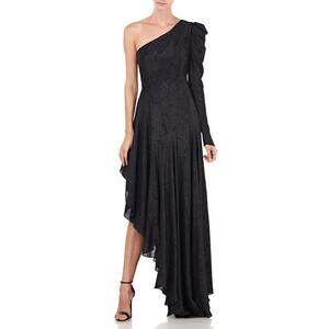 AMUR Esmeralda Black One-Shoulder Shimmer Formal Gown Dress Size 2